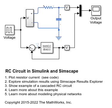 Simulink と Simscape での RC 回路