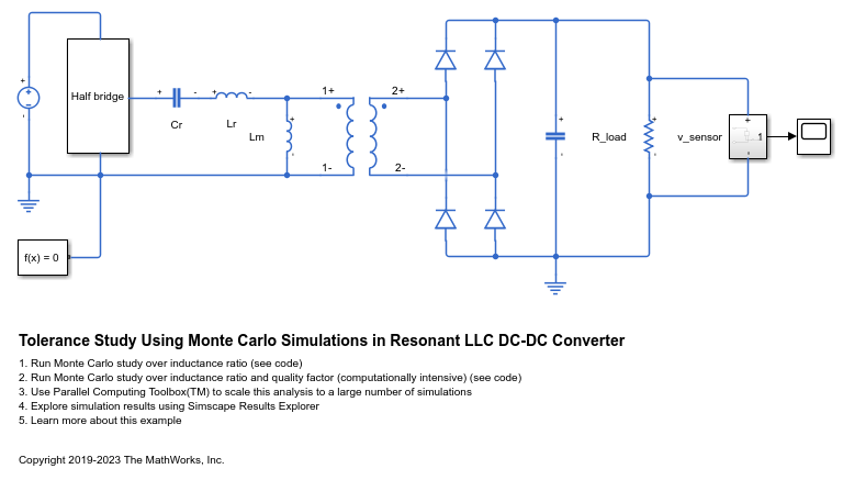 共振 LLC DC-DC コンバーターでのモンテ カルロ シミュレーションを使用した許容誤差の調査