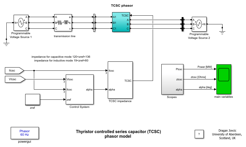 サイリスタ制御直列コンデンサ (TCSC) フェーザ モデル