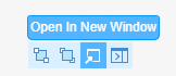 Action bar with the tooltip Open In New Window above the third button from the left