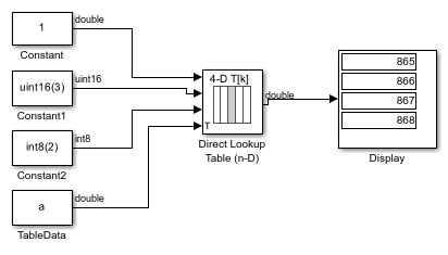 テーブル データを Direct Lookup Table ブロックへの入力として指定