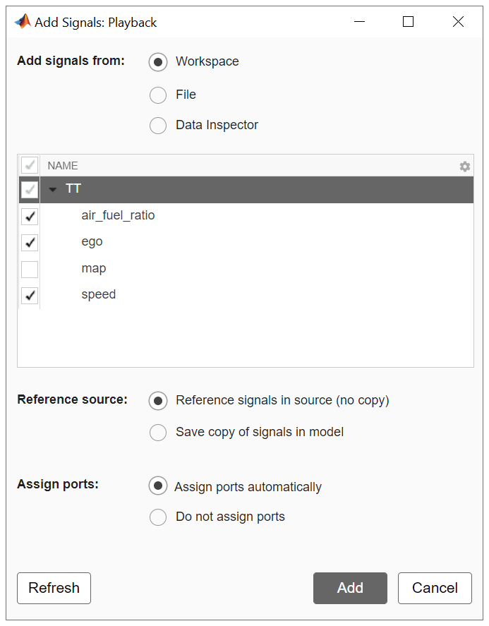 The Add Signals dialog box