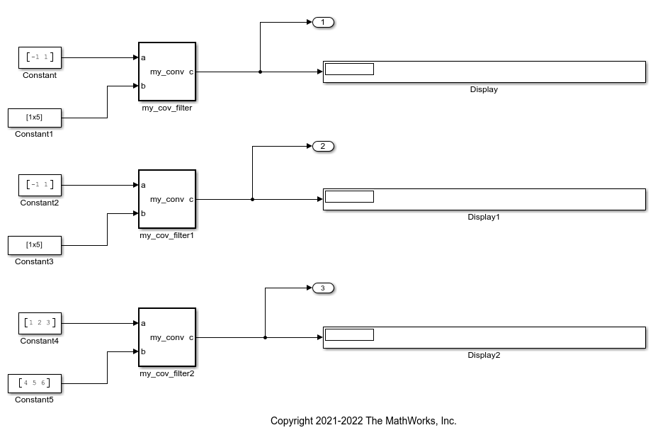 MATLAB Function ブロックを含むマスク ライブラリ サブシステムを使用したシミュレーションの実行とコードの生成