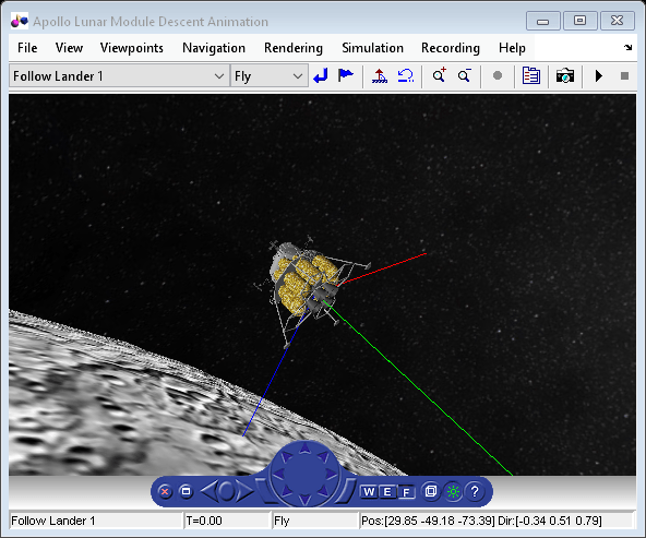 Figure Apollo Lunar Module Descent Animation contains objects of type hgjavacomponent, uimenu, uipanel, uitoolbar.