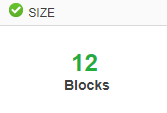 Size widget showing 12 Blocks with compliant status