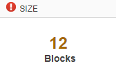 Size widget showing 12 Blocks with noncompliant status
