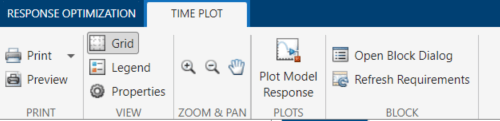 Plot Model Response button on the Time Plot tab in the Response Optimizer app