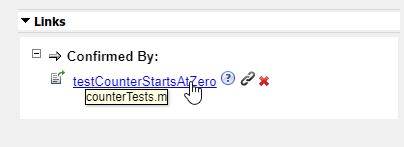The Links section is expanded and displays one Confirmed By link.