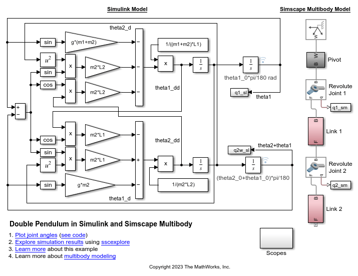 Double Pendulum in Simulink and Simscape Multibody