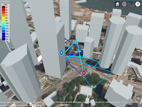 Updated propagation paths from the transmitter site to the receiver site