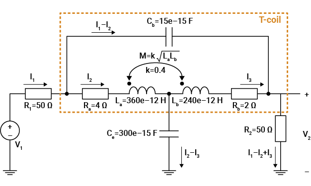 Analyze Transfer Function of T-Coil Circuit