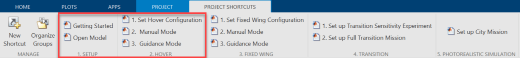 project shortcuts