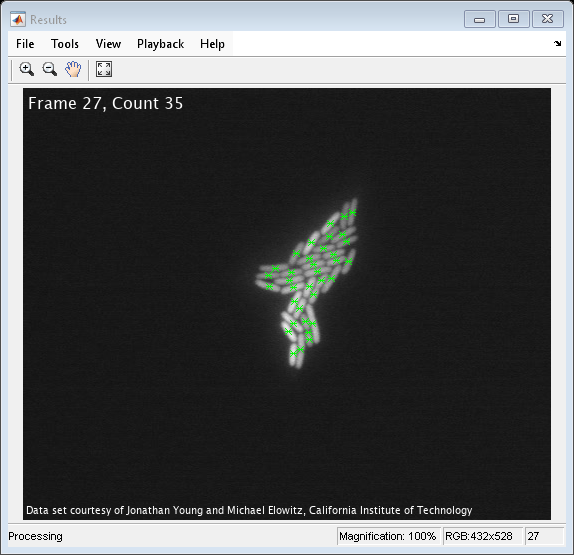 Figure Results contains an axes object and other objects of type uiflowcontainer, uimenu, uitoolbar. The axes object contains an object of type image.