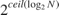 $2^{ceil(\log_2{N})}$