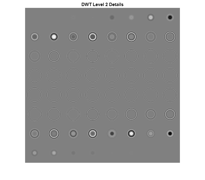 Figure contains an axes object. The axes object with title DWT Level 2 Details contains an object of type image.