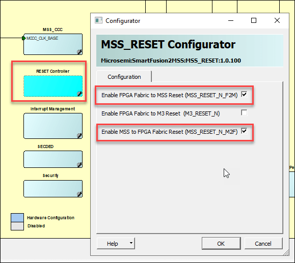 Configuration pane for the Reset Controller.