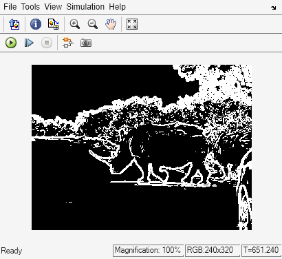 Figure Video Viewer1 contains an axes object and other objects of type uiflowcontainer, uimenu, uitoolbar. The hidden axes object contains an object of type image.