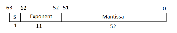 Double-precision floating-point bit encoding.