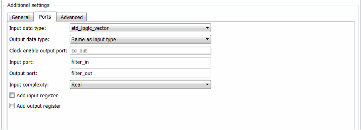 Ports tab under Global Settings in the Generate HDL tool