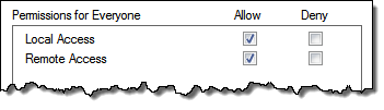 Permissions allowing local and remote access