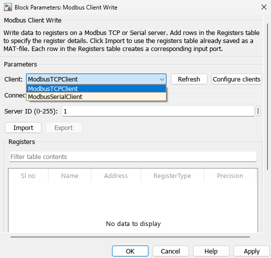 Modbus Block Masks