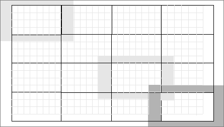 The figure depicts a sample image A and indicates in gray the pixel border added to three sample blocks.