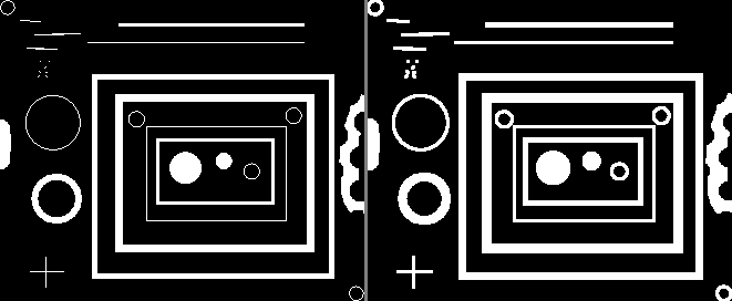 Effect of dilation on a binary image of geometrical shapes and lines.