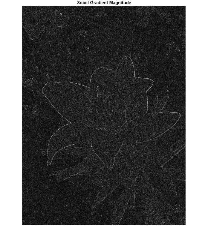 Figure contains an axes object. The hidden axes object with title Sobel Gradient Magnitude contains an object of type image.