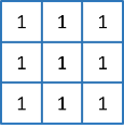 3-by-3 matrix of ones