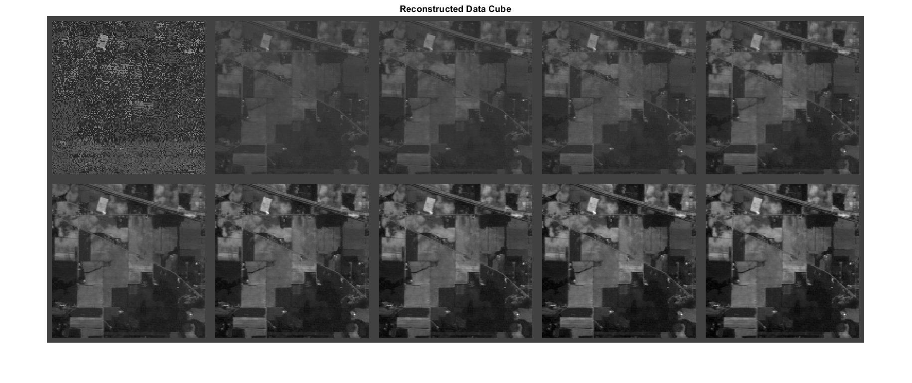 Figure contains an axes object. The hidden axes object with title Reconstructed Data Cube contains an object of type image.