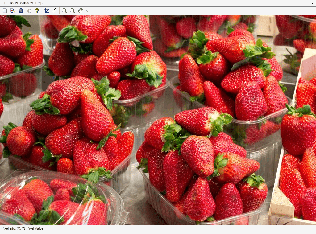 Figure Image Tool 1 - I contains an axes object and other objects of type uimenu, uitoolbar, uipanel. The hidden axes object contains an object of type image.