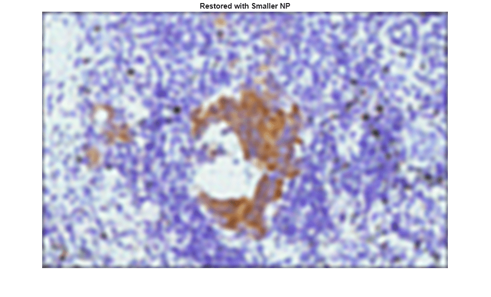 Figure contains an axes object. The hidden axes object with title Restored with Smaller NP contains an object of type image.