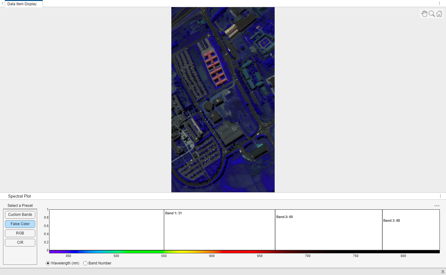 Hyperspectral image loaded into Spectral Image Labeler app.
