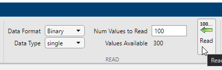 Serial Explorer app Read section for binary data.