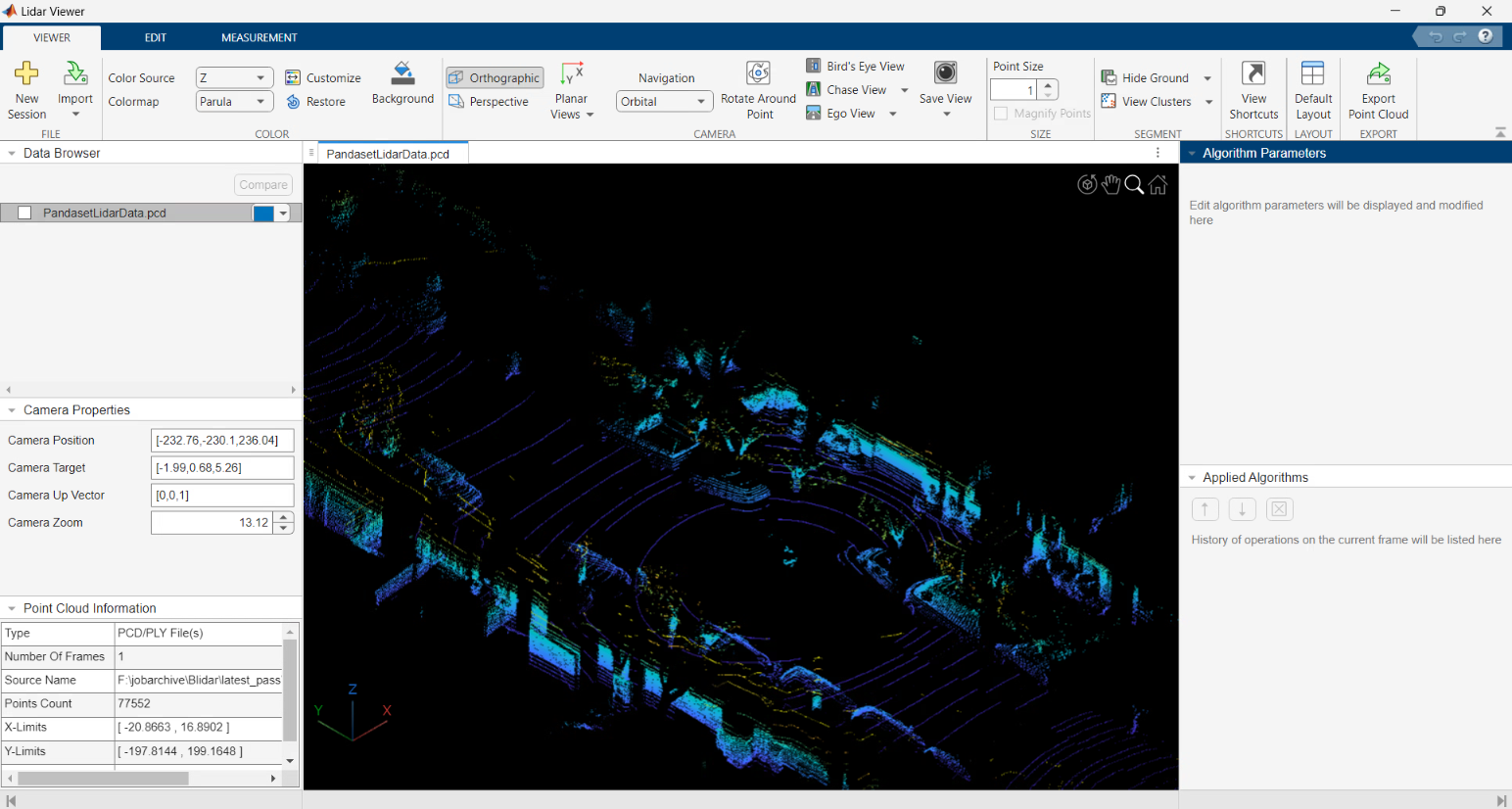 Lidar Viewer App Session
