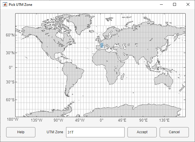 Pick UTM Zone dialog box