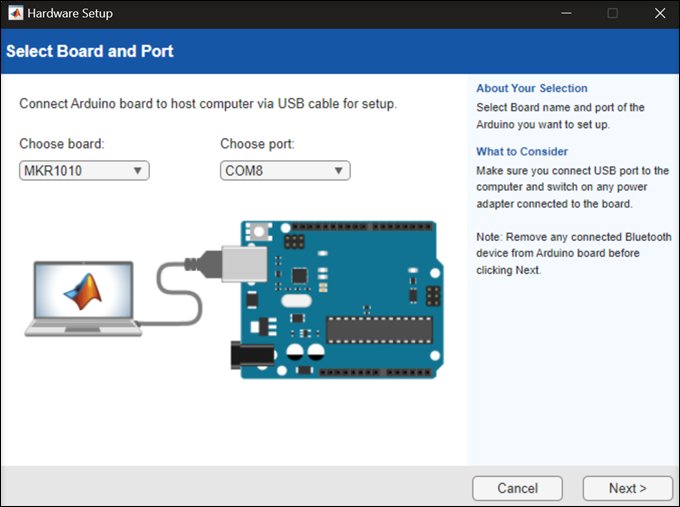 Arduino hardware board setup