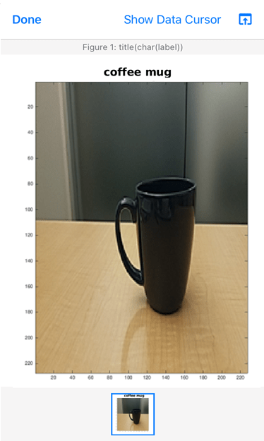 Image showing coffee mug in MATLAB with thumbnail