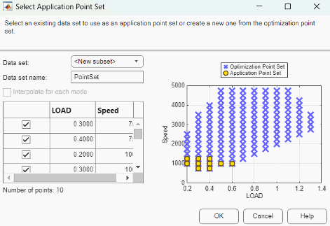 Select Application Point Set dialog box.