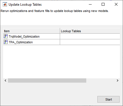 Update lookup tables dialog box