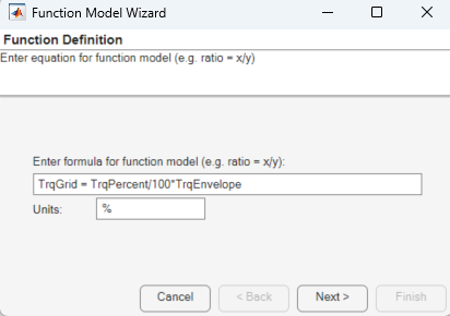 Function Model Wizard TrqGrid definition