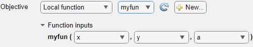 Function inputs = x, y, a.