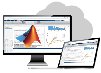 MATLAB shown running on monitor and laptop screen