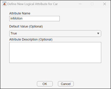 Sample Logical attribute with "Attribute Name" set to inMotion and the default value set to True