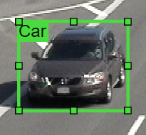 Rectangular car label on vehicle