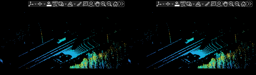 Figure Display Original Unorganized and Reconstructed Organized Point Clouds contains 2 axes objects and other objects of type uipanel. Hidden axes object 1 contains an object of type scatter. Hidden axes object 2 contains an object of type scatter.