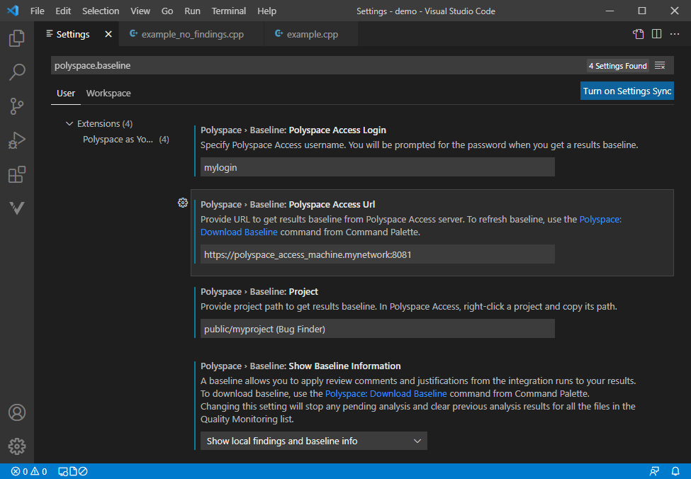 Configure Baseline