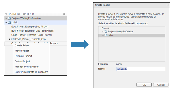 Click Create Folder option in the context menu and set your folder details in the Create Folder window.