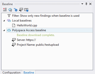 Visual Studio baseline view