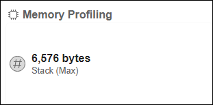 Memory Profiling section showing the maximum stack size.